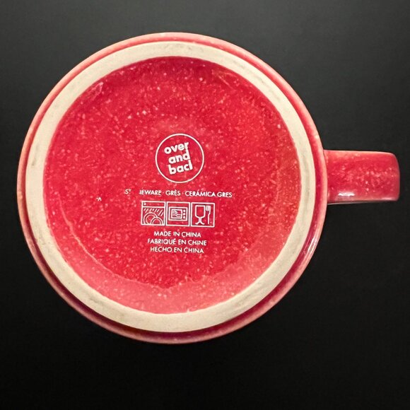 OVER AND BACK Ivory and Red Paint Splatter Design Stackable Stoneware Mug - Picture 7 of 7